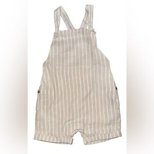 Janie and Jack Tan and White Striped Overalls 12-18 months
